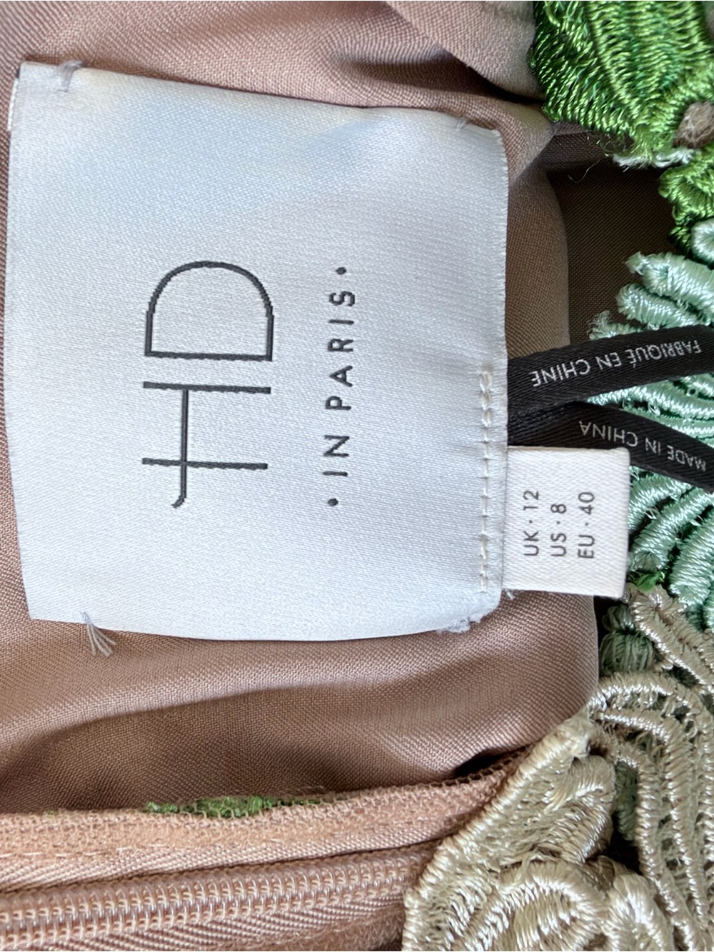 HD in Paris Anthropologie Lace Garden Green Floral Guipure Midi Pencil Dress 8 - Picture 7 of 9